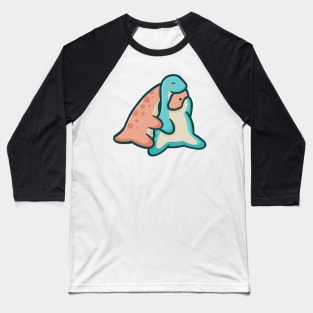 Cute dinosaur couple cuddling, hugging, dino Baseball T-Shirt